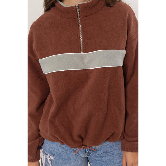 Fleece Color Block Half Zip Pullover