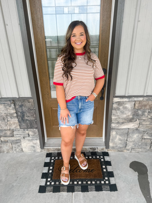 High Rise Raw Hem Boyfriend Shorts