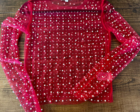 Red Rhinestone Top