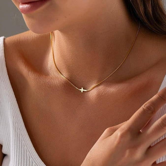 18K STAINLESS STEEL TARNISH FREE CROSS NECKLACE