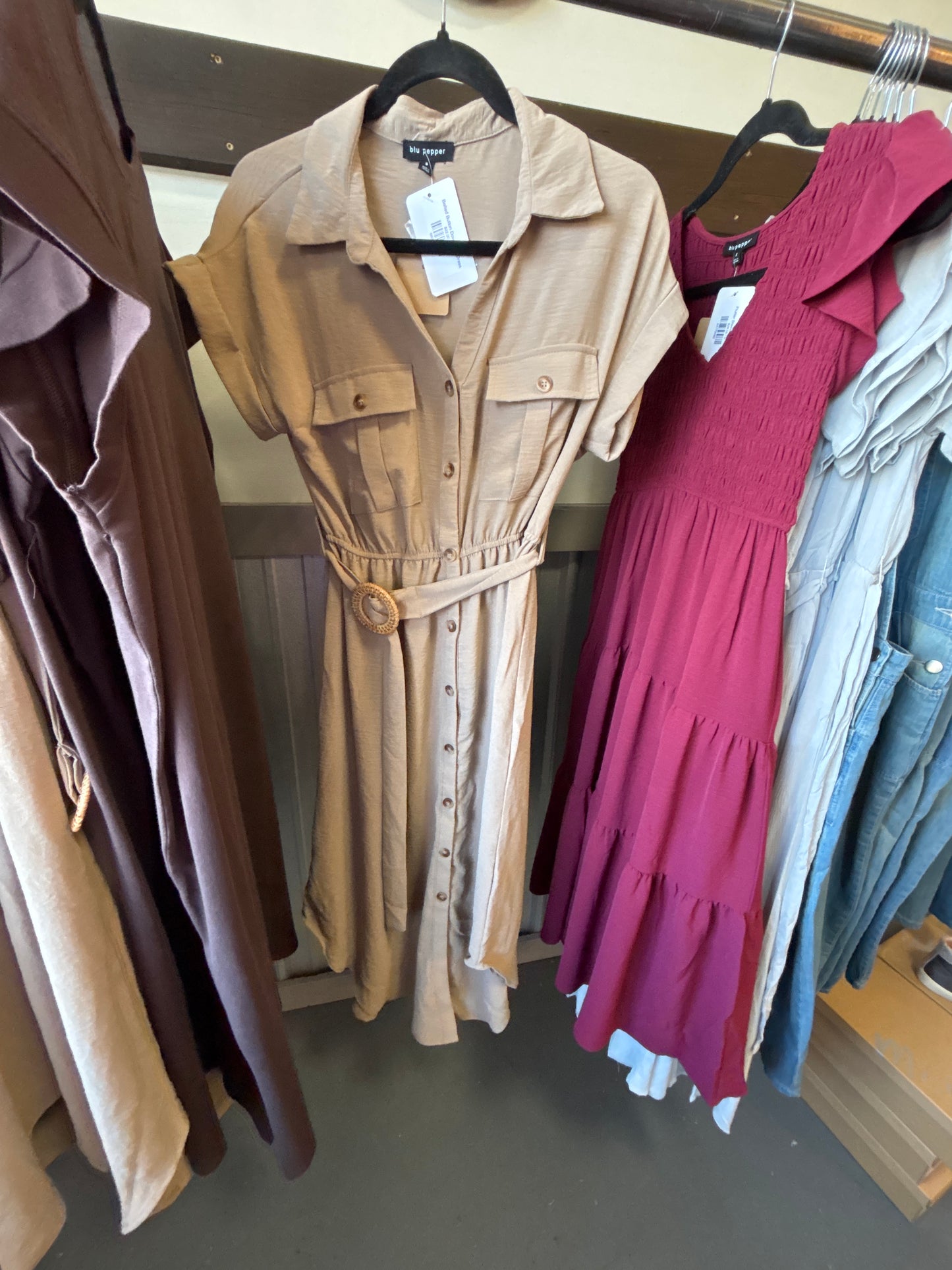 Belted Button Down Midi Dress