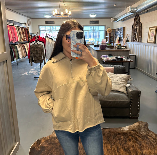 Taupe Oversized Half Zip