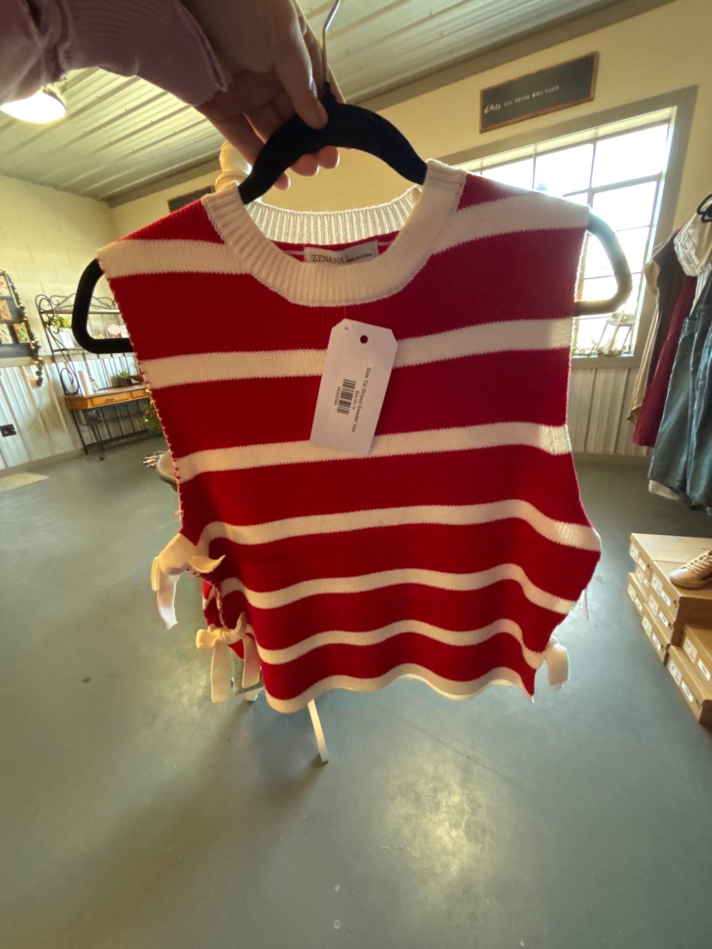 Side Tie Striped Sweater Vest