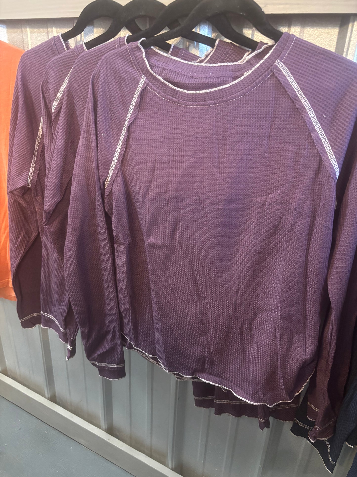 Waffle knit long sleeve