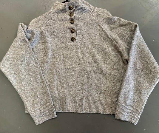 Gray Half Button Sweater