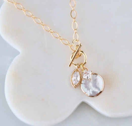 Freshwater petal coin necklace