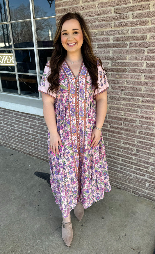 Pink Fuschia Button Front Dress