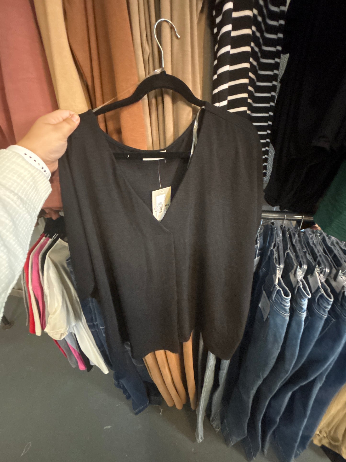 Black v neck blouse