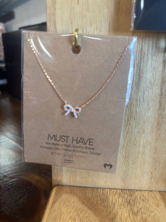 Rose Gold Bow Necklace