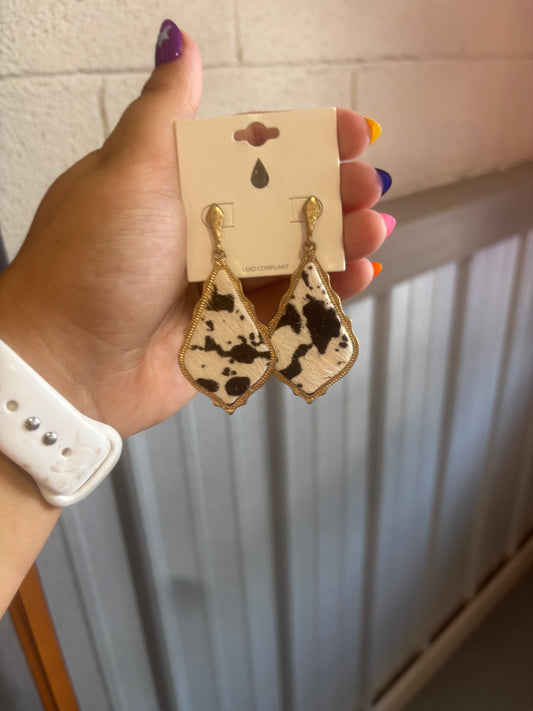 Cow print dangle earrings