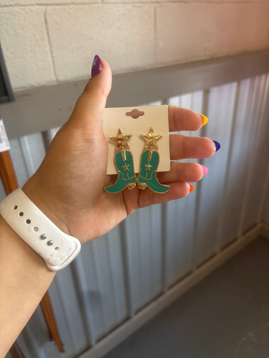 Star dangle Cowboy boot earrings