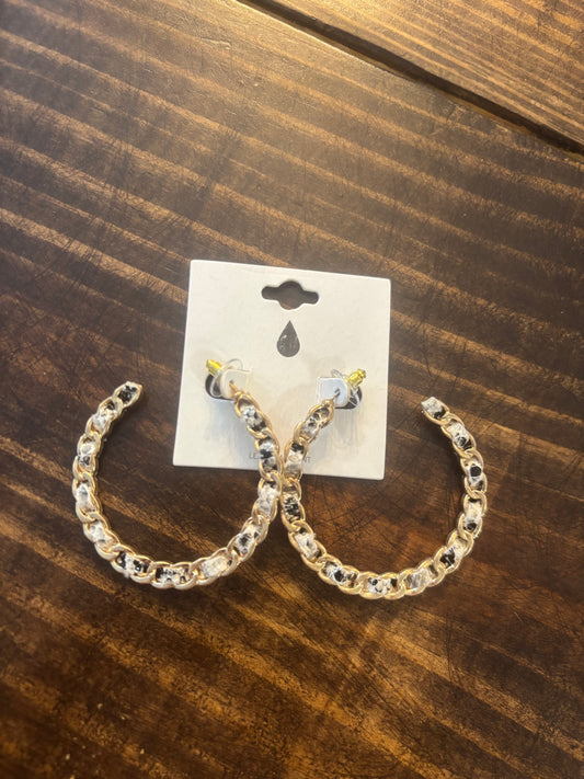 Gold chain hoop earrings