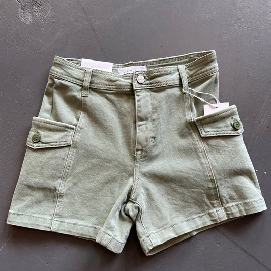 High Rise Olive Cargo Shorts