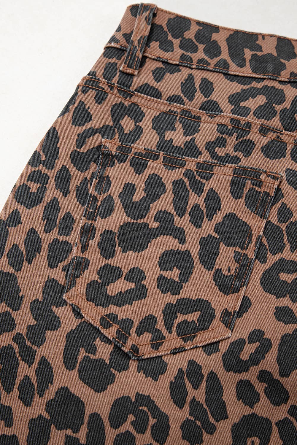 Western apparel Leopard Denim Frayed Split Denim Midi Skirt