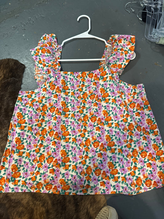 sleevless orange floral top