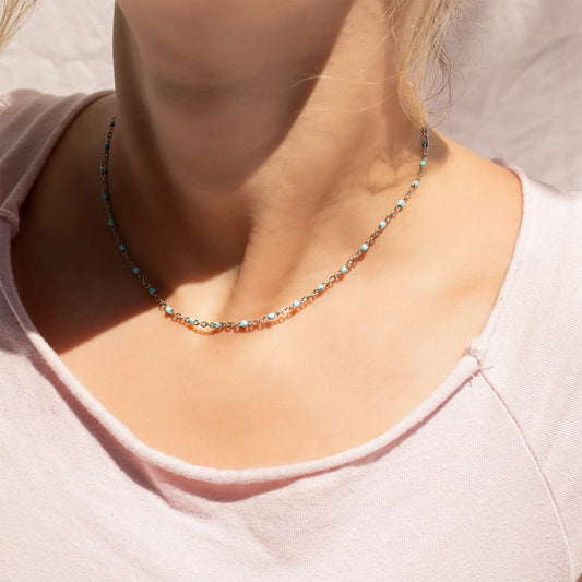 18K Gold Stainless Steel Turquoise Necklace