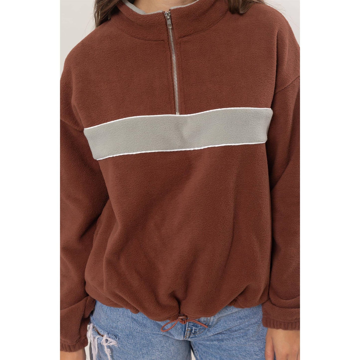 Fleece Color Block Half Zip Pullover