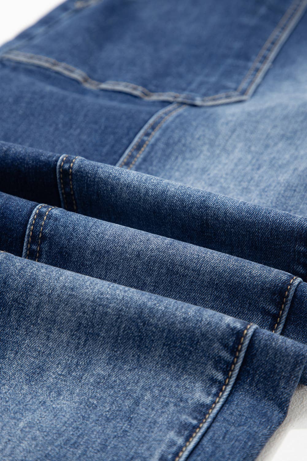 66 Drawstring Seam Detail Raw Hem Wide Leg Denim Pants