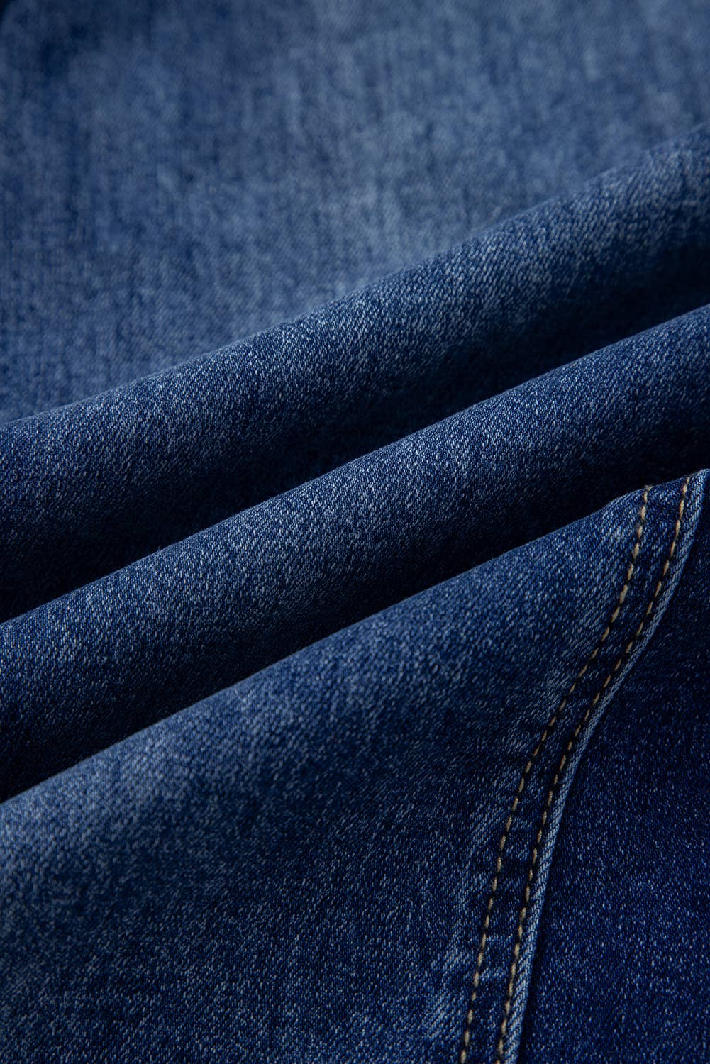 66 Drawstring Seam Detail Raw Hem Wide Leg Denim Pants
