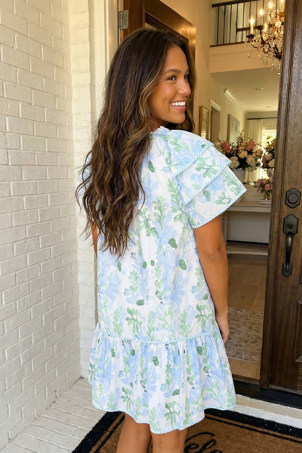 LAS Floral Contrast Edge Layered Mini Dress (S-XL)