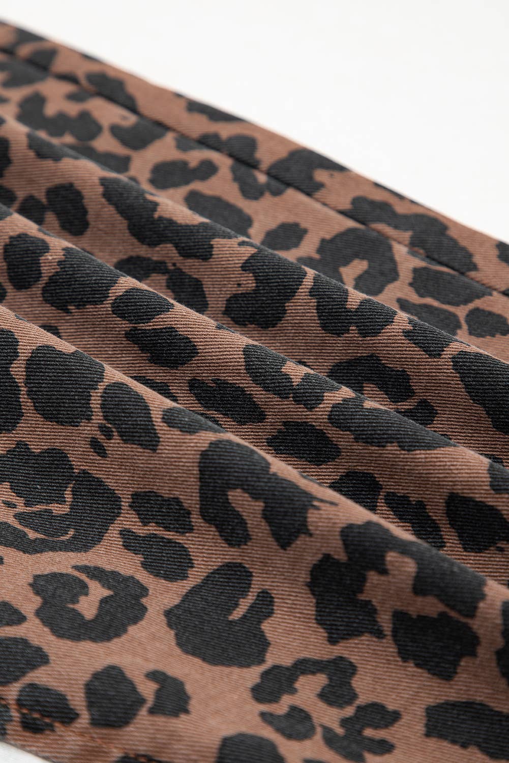 Leopard Print Split Denim Midi Skirt | S-XL