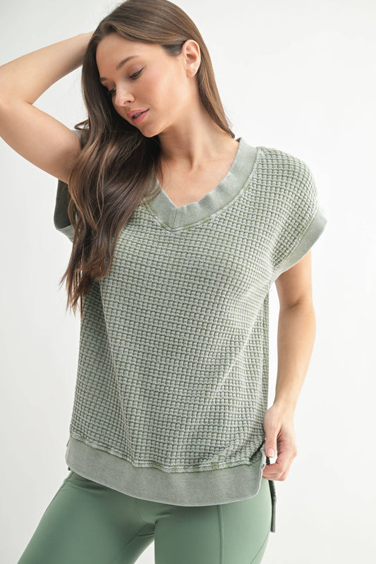 Chunky Waffle Mineral Wash Tee