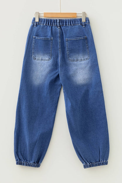 Buttons Front Tapered Casual Loose Fit Jeans