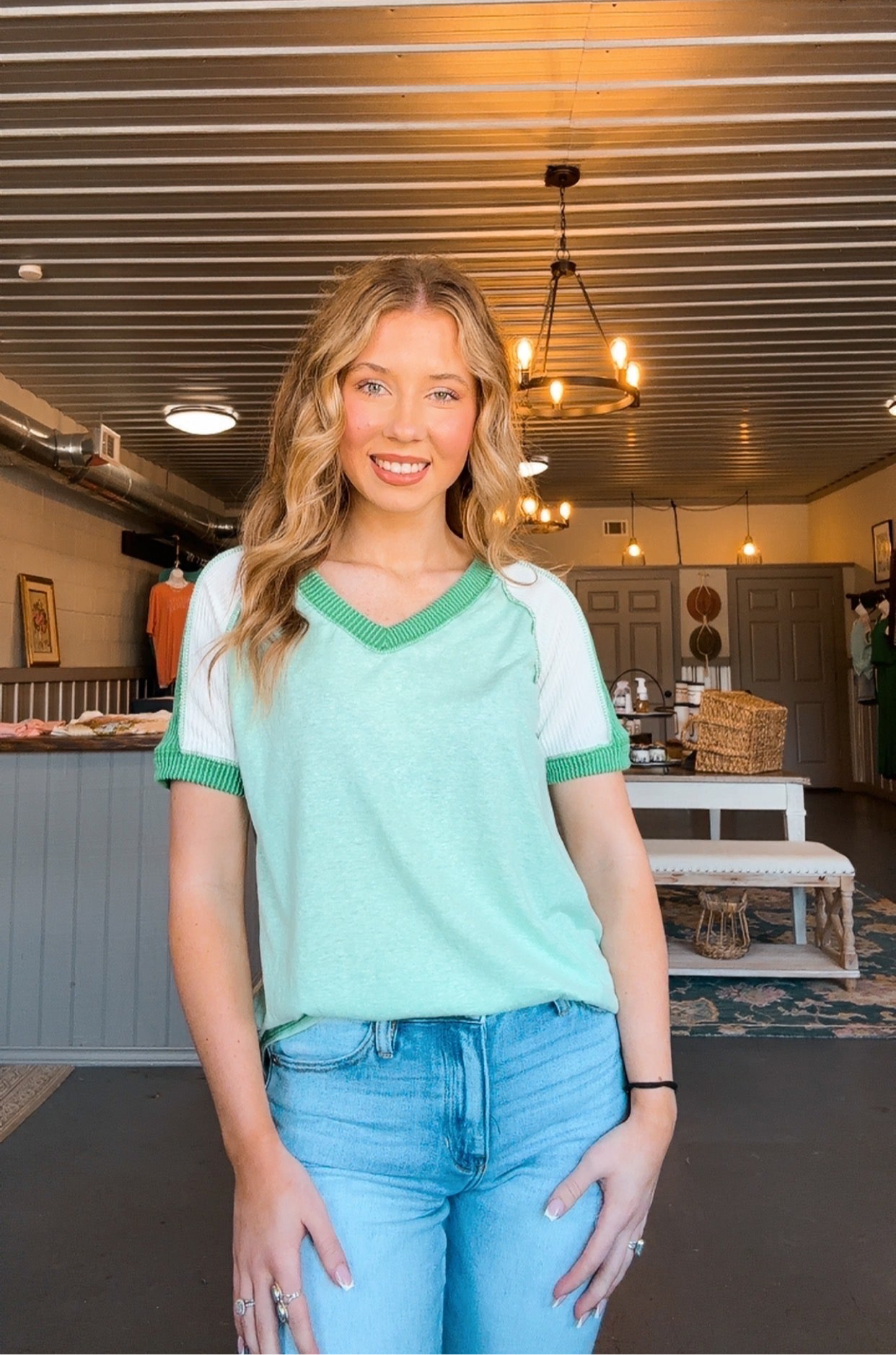 Vintage Mint Mock Top