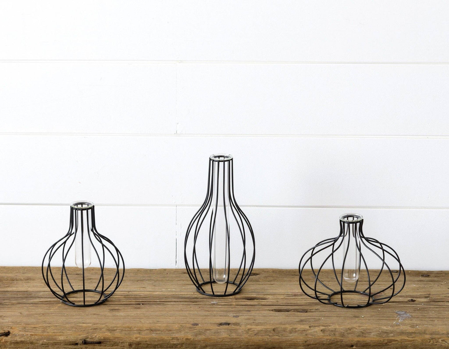 Stem Vases With Black Metal Frames (Pk/3 Ast) | SALE