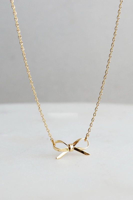 18K STAINLESS STEEL TARNISH FREE BOW NECKLACE