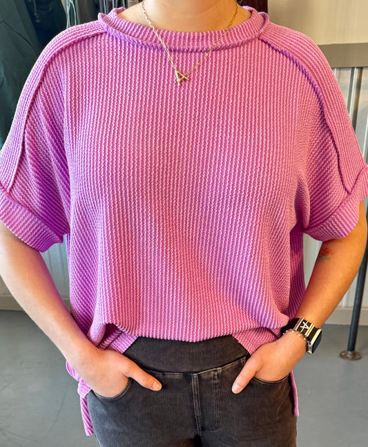 Spring Violet Ribbed Top