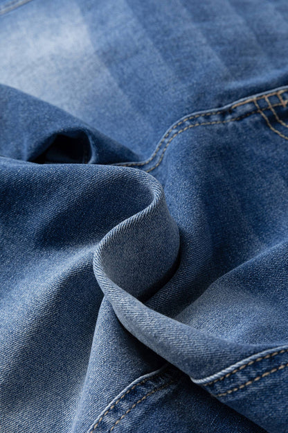 Buttons Front Tapered Casual Loose Fit Jeans