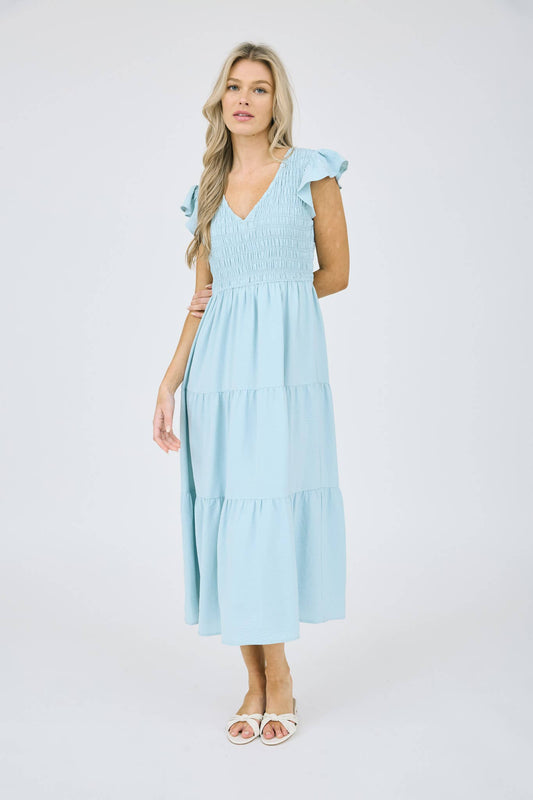 FLUTTER SLEEVE MAXI DRESS