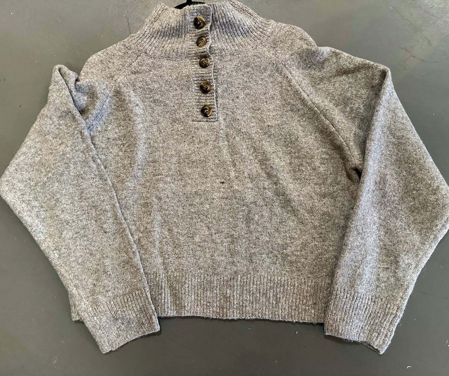 Gray Half Button Sweater