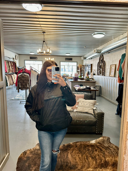 Black Puffer Pullover Jacket