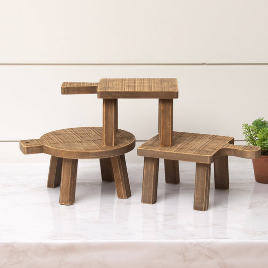 Mini Wood Risers (Set Of 03)