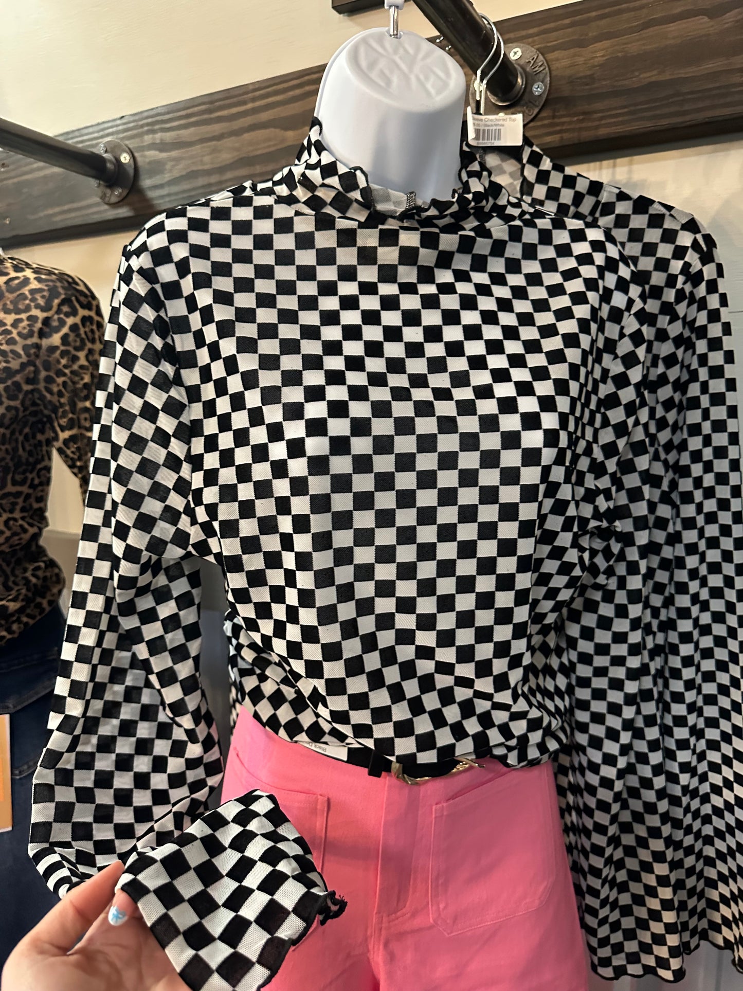 Long Sleeve Checkered Top