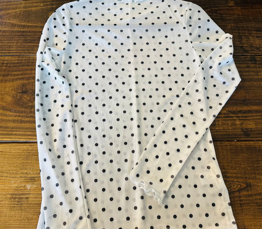 White Mesh Polka Dot Top