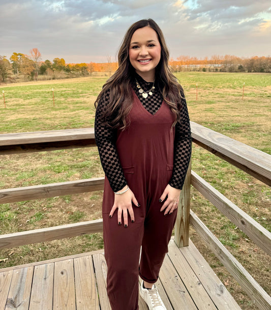 Long Sleeve Checkered Top