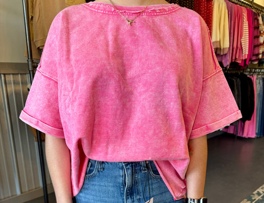 Fuchsia Exposed Seam Sweater