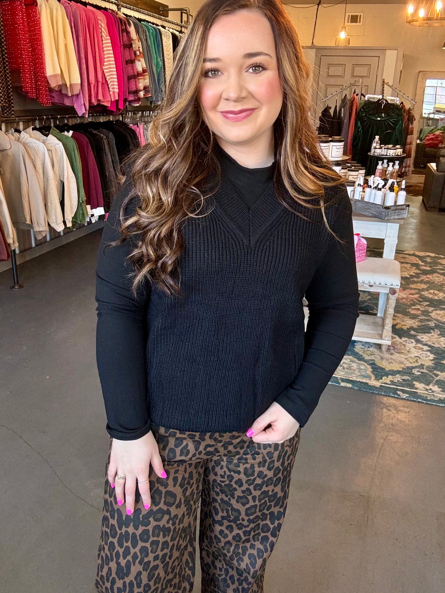 Black Oversized Sleeveless Sweater