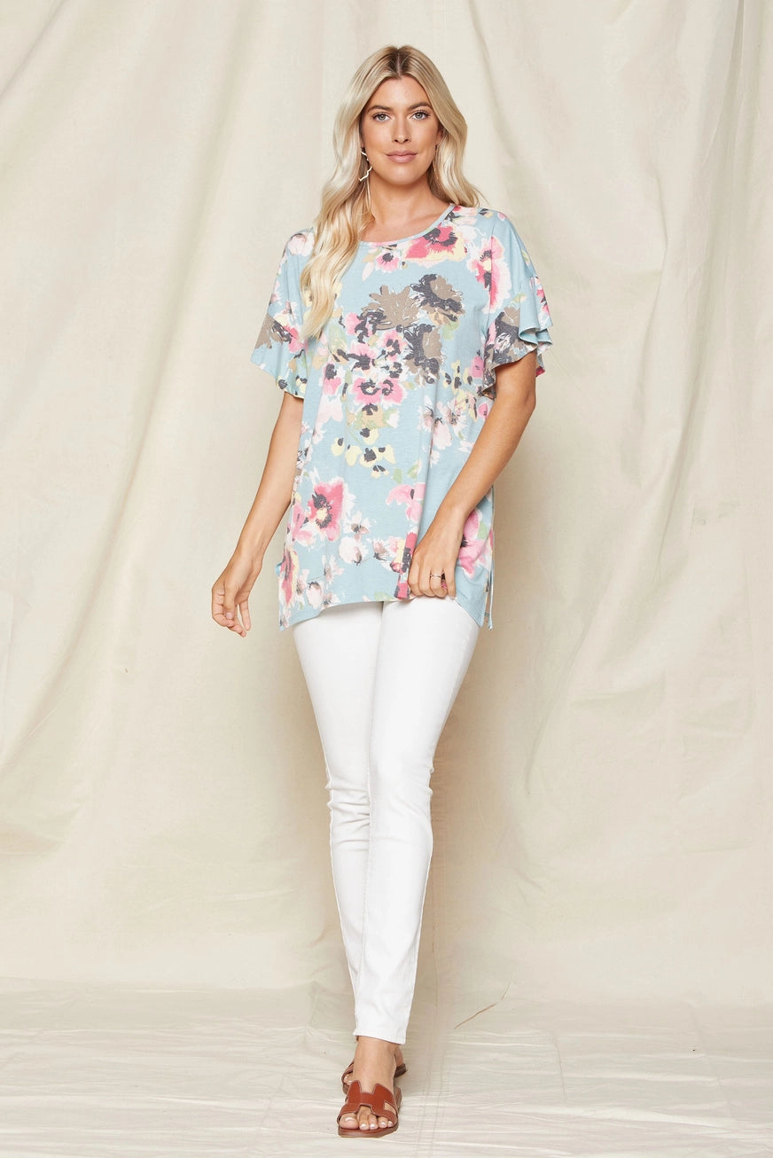 Floral Ruffle Top