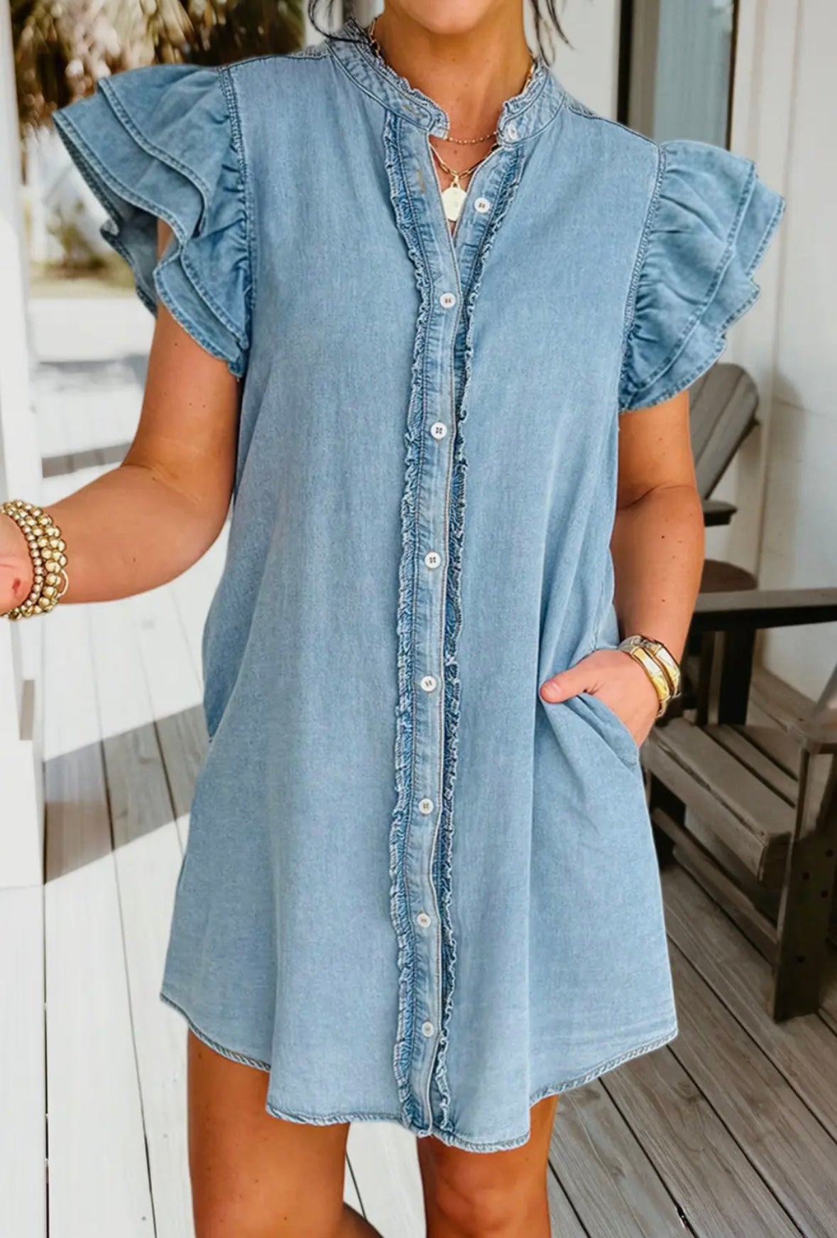 Ruffle blue Jean dress