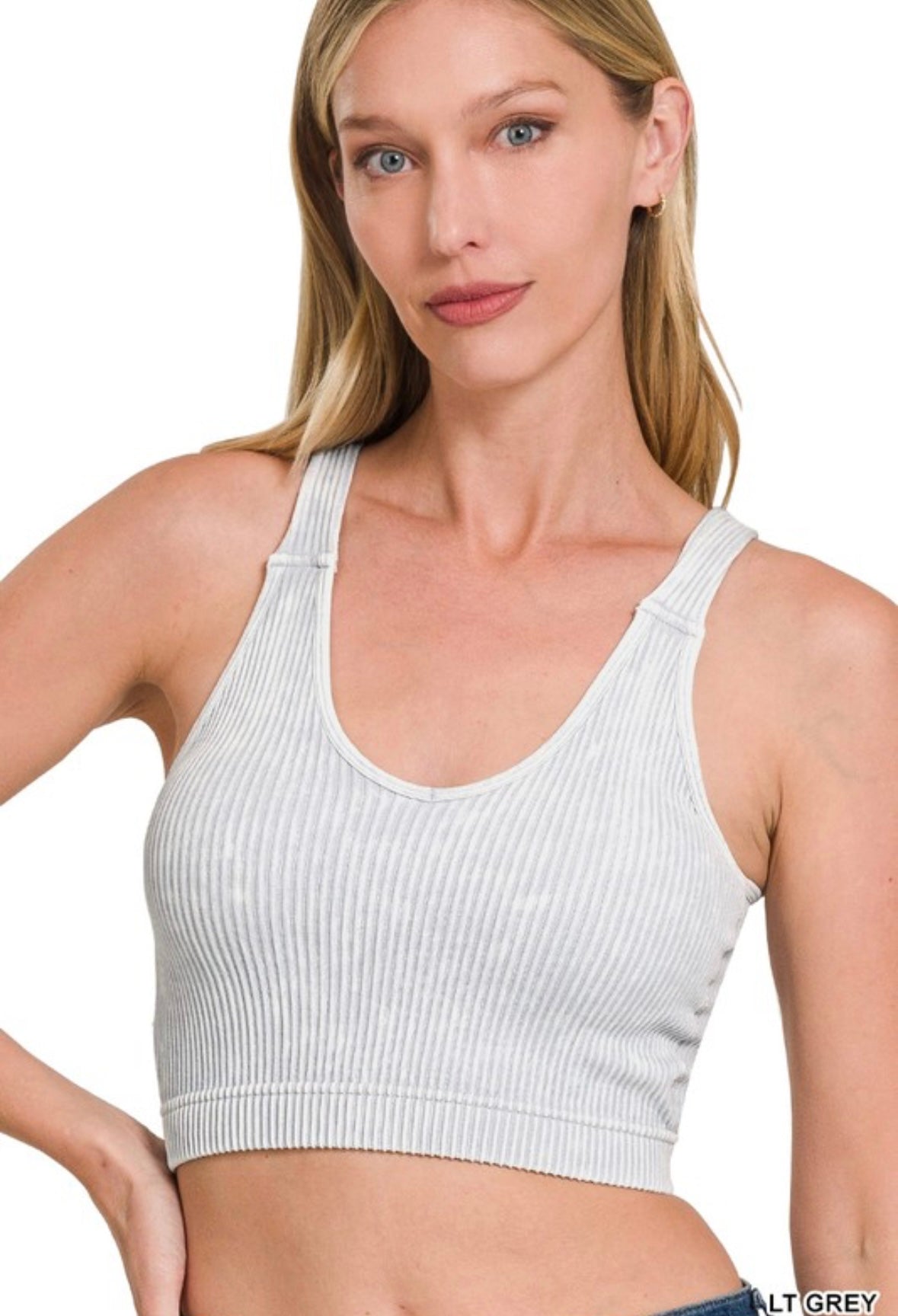 Ribbed washed bra crop tank
