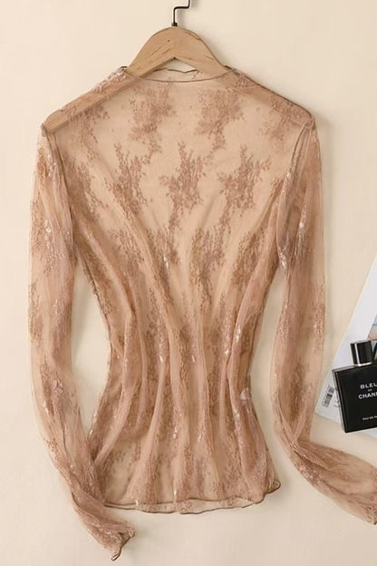 PS Mesh Lace Sheer Mock Top