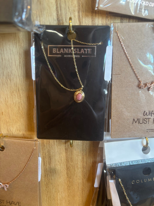 Oval Stone Pendant-Red