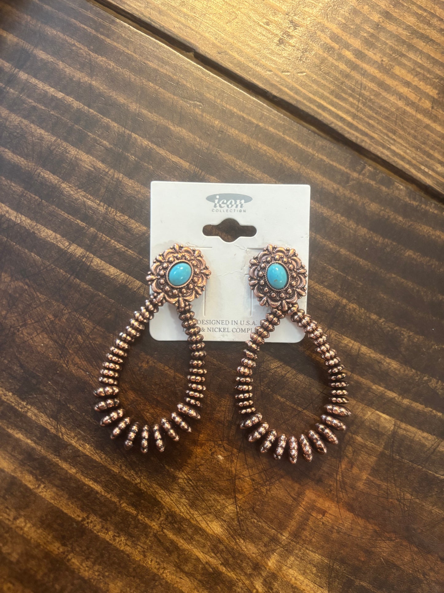 Tarnish turquoise dangle earrings