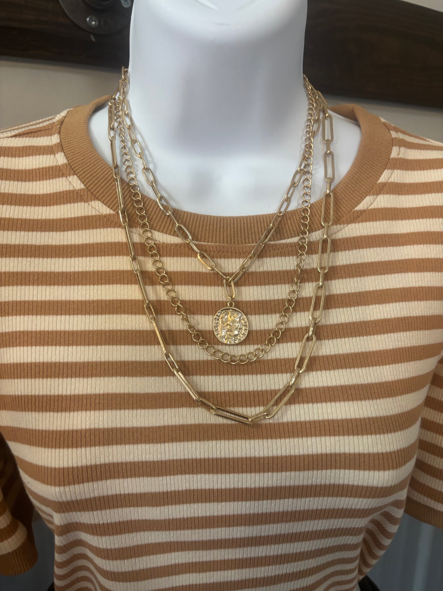 Gold three layered necklace