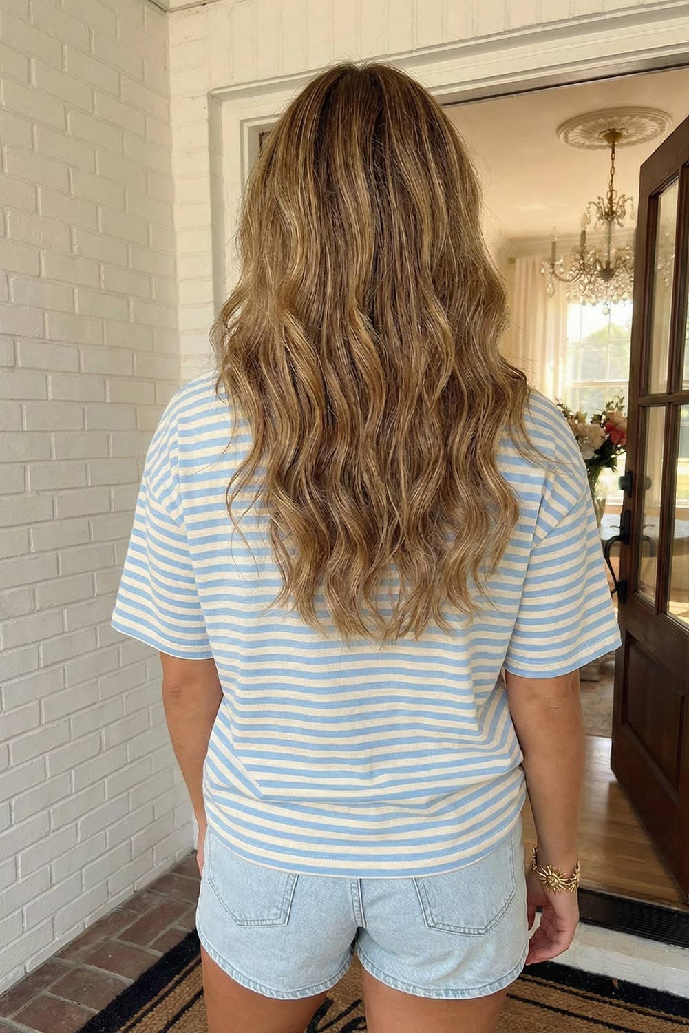LAS Stripe Drop Shoulder Loose Tee