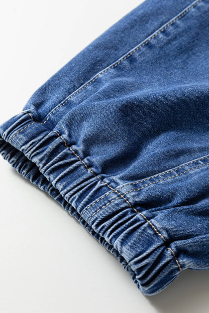Buttons Front Tapered Casual Loose Fit Jeans